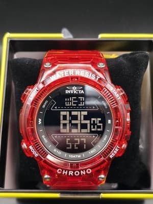 Invicta Racing Burnout Digital 49045 Men’s 52mm Transparent Red Watch