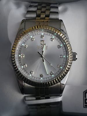 Montres Prestige MPW-0272 Men’s 38mm Gold Tone White Dial Watch