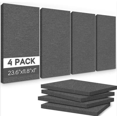 4 PCS Acoustic Panels,23.6''x11.8'' Fabric Soundproof Wall Panels,Self-adhesi...