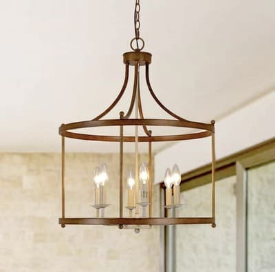 Retro 6-Light Drum Chandelier in Antique Bronze for Rustic Farmhouse Decor