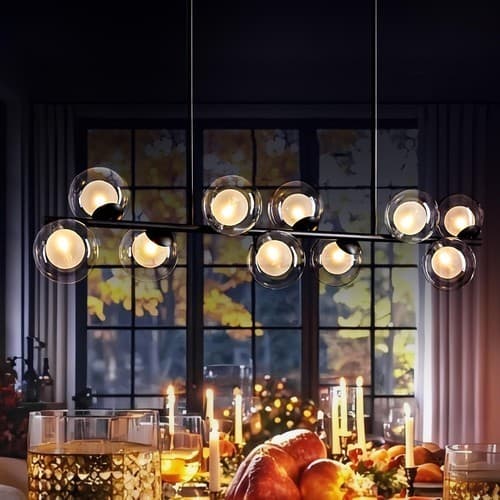 APLampar LH-441BL-10A Mid Century Modern 10-Light Globe Bubble Chandelier