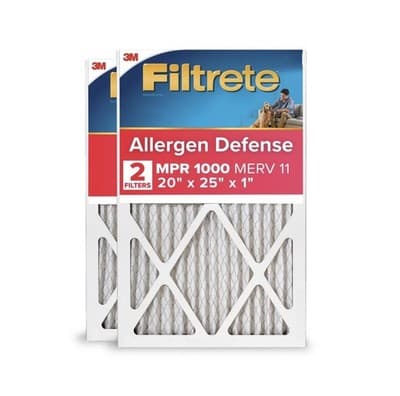 HVAC Air Filter 20x25x1 MERV 11 MPR 1000 Allergens 2 Pack Smart App Reminder New