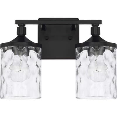 HomePlace Colton 2-Light Bathroom Vanity Light Matte Black Clear Glass