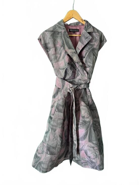NWT Anne Klein Cocktail Dress Plum Rose Satin Crinkle Size 2