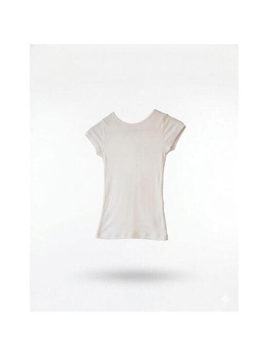 Btween Ribbed Short Sleeve Basic Top Slim Fit Crew Neck