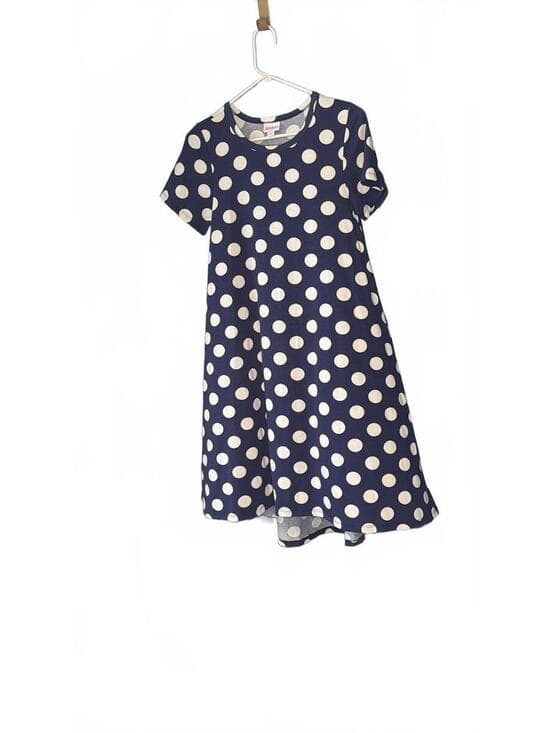 LuLaRoe Navy Blue and White Polka Dot Dress