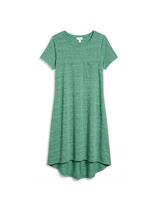 LULAROE Carly Swing Dress Heathered Pocket High Low Hem Jade