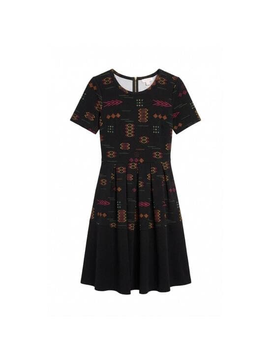 LuLaRoe Amelia Dress Geometric Tribal Print Pockets