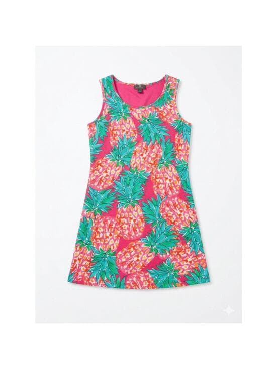 Ronni Nicole Sleeveless Shift Dress Vibrant Pink Pineapple