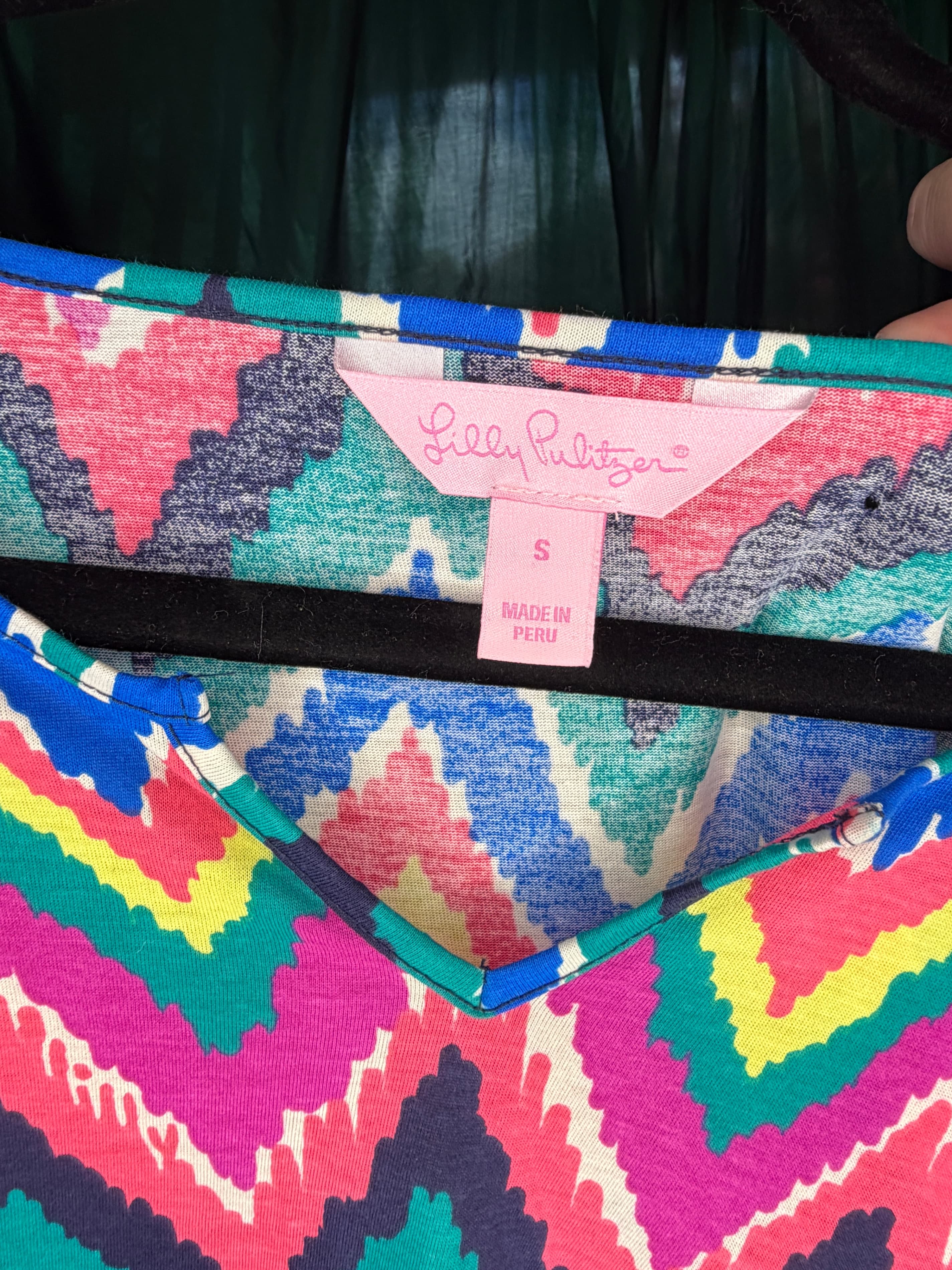 Lilly Pulitzer Gretchen Chevron Dress (2013) 3/4 Sleeve Mini Dress Size Small