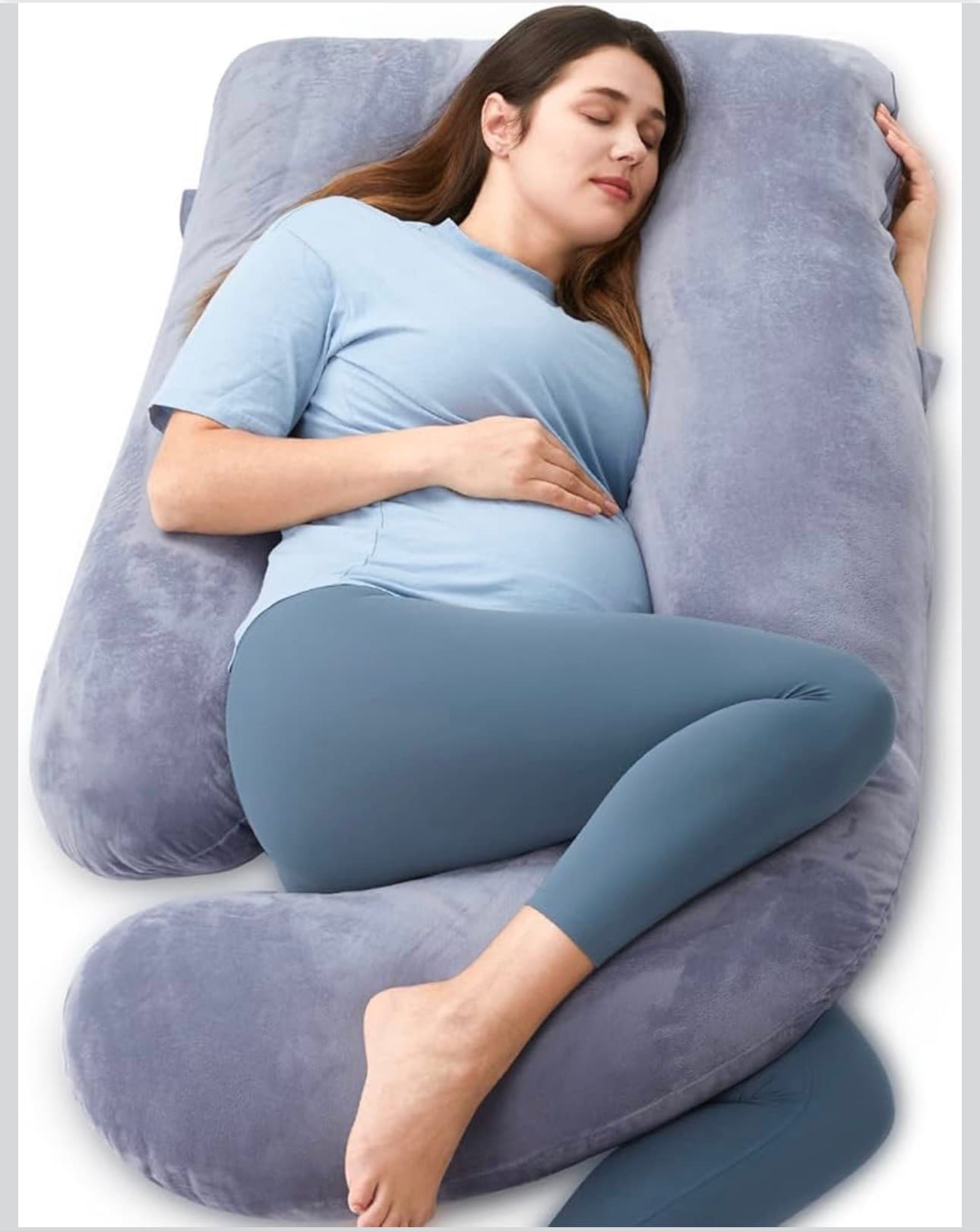 Momcozy Pregnancy Pillows for Sleeping, U Shaped Full Body Maternity Pillow with Removable Cover - Support for Back, Legs, Belly, HIPS for Pregnant Women, 57 Inch Pregnancy Pillow for Women, Grey