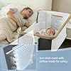 VaVaSoo Electric Rocking Bassinet for Baby 3 Speeds Automatic Bedside Sleeper Auto Rolling Newborn Cradle Rocks Itself 5 Height Adjustable with Music, Wheels, Storage, Grey & White