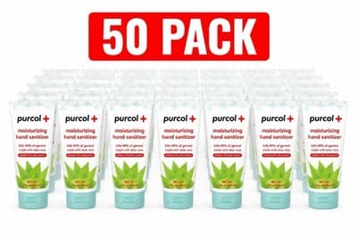 50 Pack Hand Sanitizer 2 oz Travel Size Mini Bottles Purcol+ New Sealed