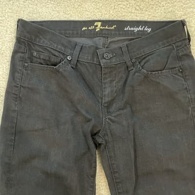 7 For All Mankind Straight Leg Black Jeans Womens Size 28