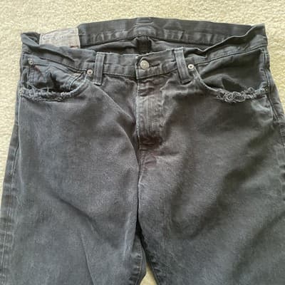 Polo Ralph Lauren Hampton Straight Leg Distressed Black Jeans Mens 34x32