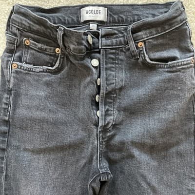 Agolde Womens Jeans Size 26 Black Distressed Preowned Excellent