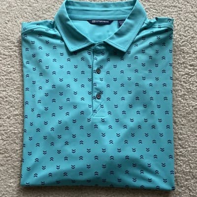 Cutter and Buck Golf Polo Teal w Blue Arrows Mens 2xl Preowned