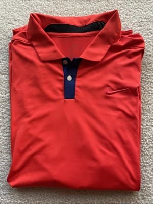 Nike Dri Fit Golf Polo Red-Orange Mens Size xl Preowned Excellent