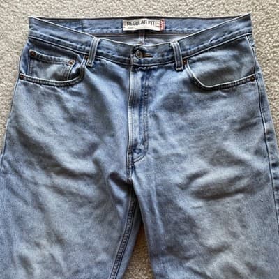 Levis 505 Regular Fit Jeans Mens Size 36x29 Light Blue Preowned Good