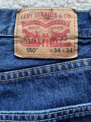 Levis 550 Straight Mens Blue Jeans Size 34x34 Preowned Excellent
