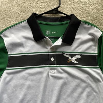 Nike Dri Fit NFL Philadelphia Eagles Polo Size Small Preowned Green White Black