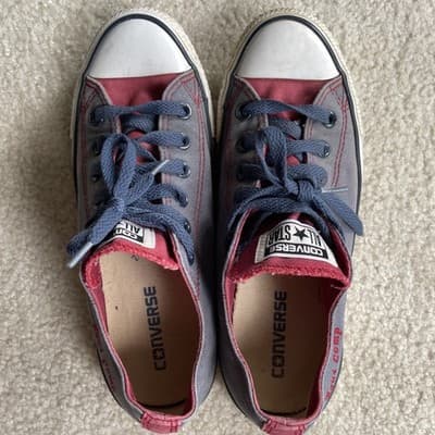 Chuck Taylor Converse Low Women 8.5 Men 6.5 Preowned Rare Equi Comp Blue/Maroon