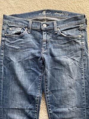 7 For All Mankind Straight Leg Womens Blue Jeans Size 30 Preowned