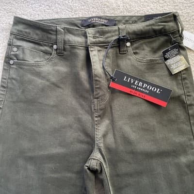 Liverpool High Rise Ankle Green Rough Hem Womens Size 6/28 NWT