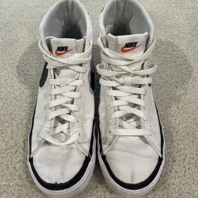 Nike Court Legacy Canvas Mid White Black Mens Size 9 Preowned