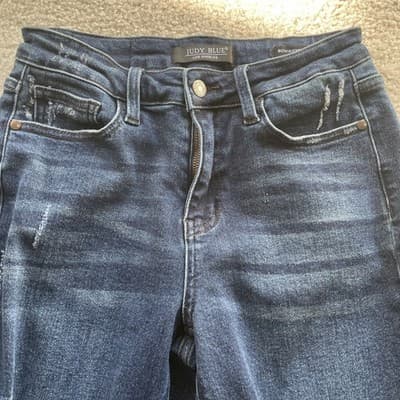 Judy Blue Boyfriend Fit Distressed Blue Jeans Women Size 5/27 Preowned Excellent