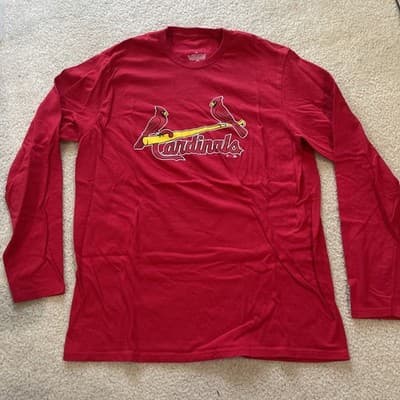 St. Louis Cardinals XL Long Sleeve Tee MLB Excellent Cotton Red Birds On Bat