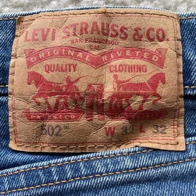 Levis 502 All Seasons Tech Blue Jeans Mens 32x32 Mild Distressed