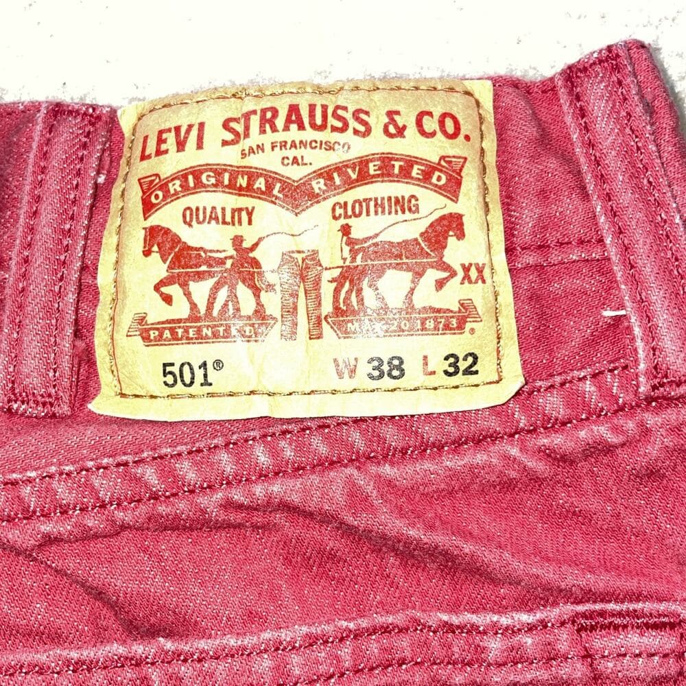 Levis 501 Mens Jeans Red Rare Size 38x32 - With age runs small, more like 36x30.