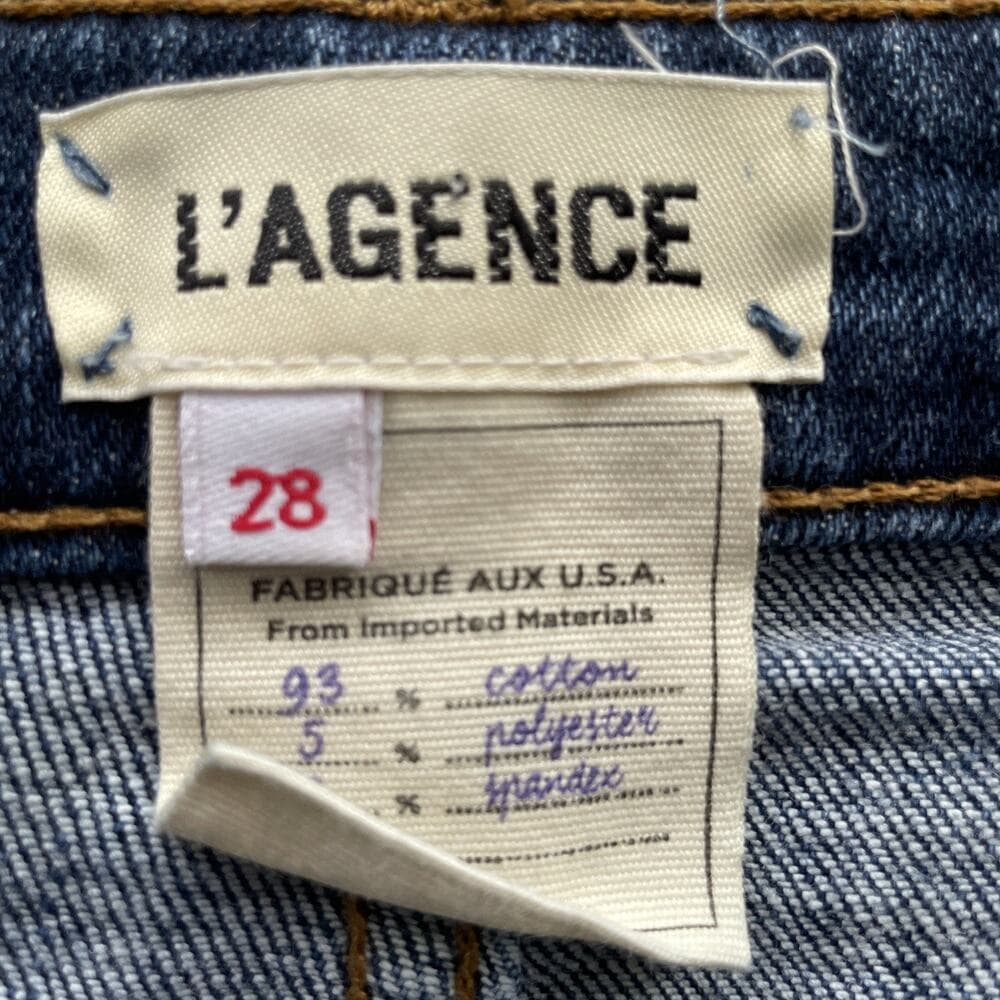 L’Agence High Line High Rise Skinny Distressed Raw Hem Blue Jeans Women Size 28