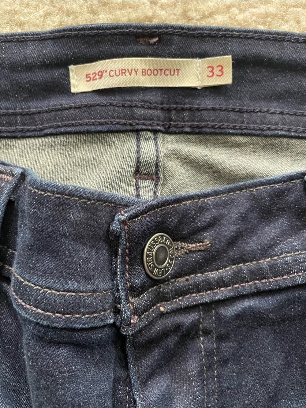 Levi's 529 Curvy Bootcut Distressed Dark Blue Jeans Women’s Size 33