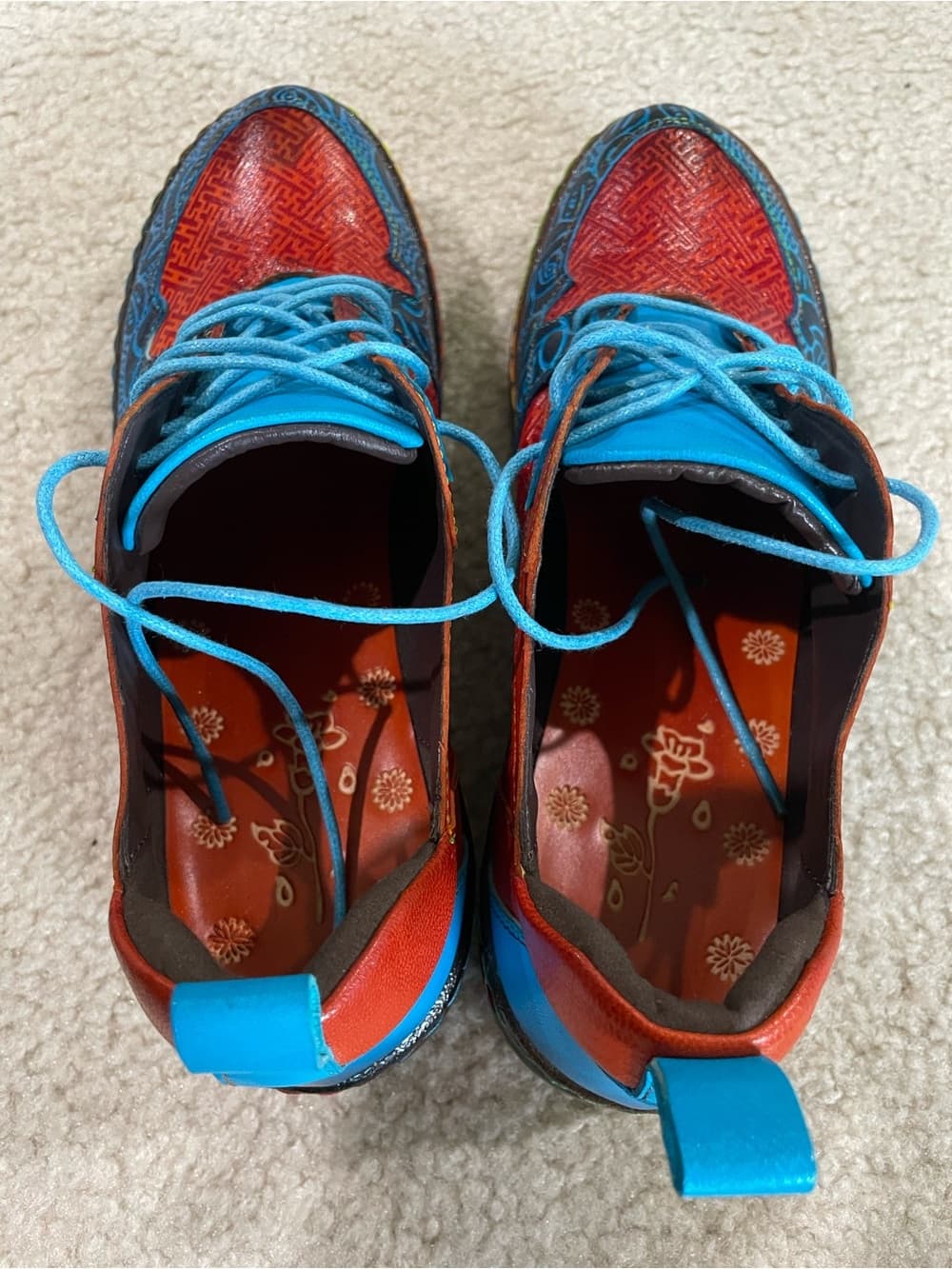 ILIYAH LUCKYIU Women’s Oxford Vibrant Red and Blue Casual Lace-Up Shoes Size 8