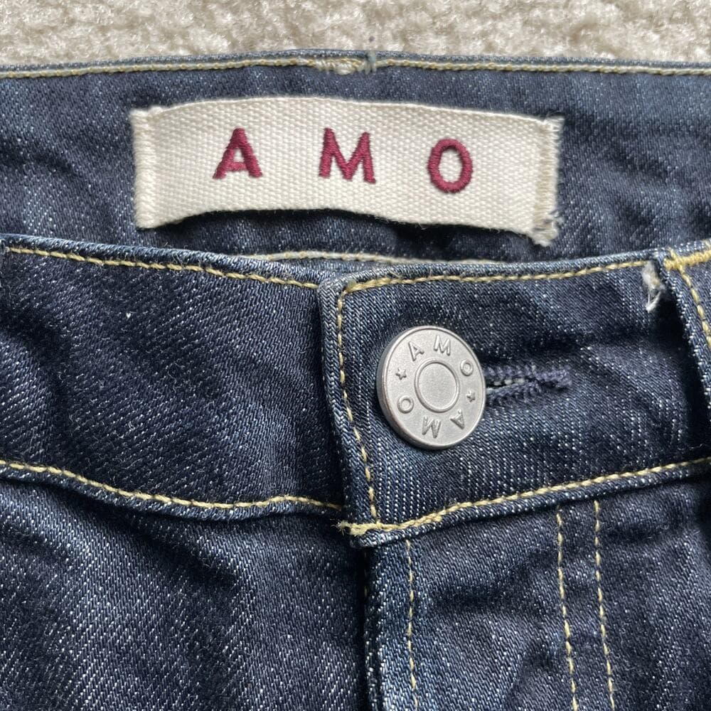AMO Babe Soft Raw Dark Blue Jeans Womens Size 26 Preowned Excellent