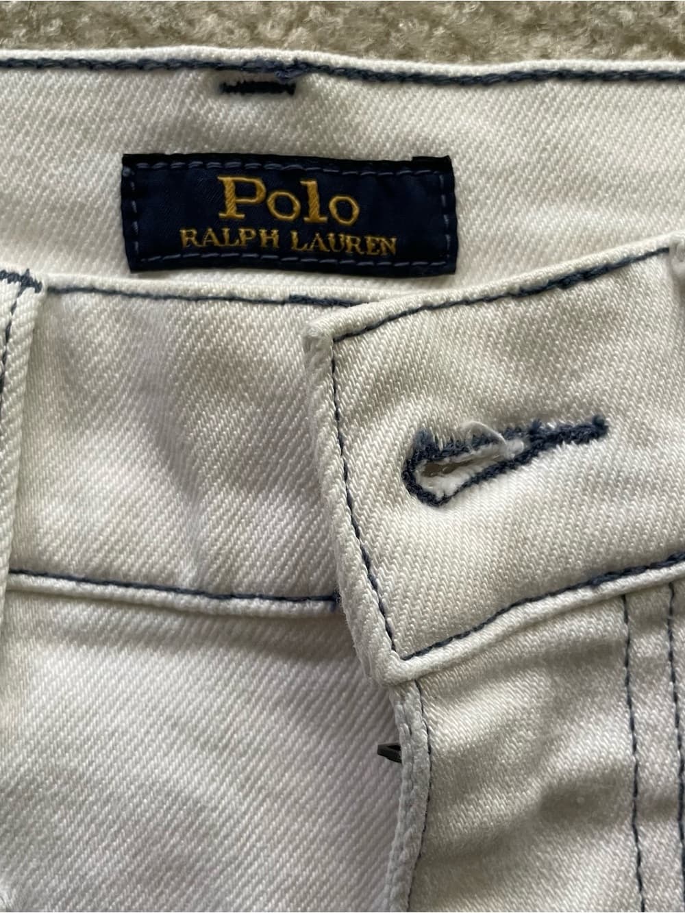 Polo Ralph Lauren Cream Straight-Leg Jeans Dark Contrast Stitching Women’s 26 R