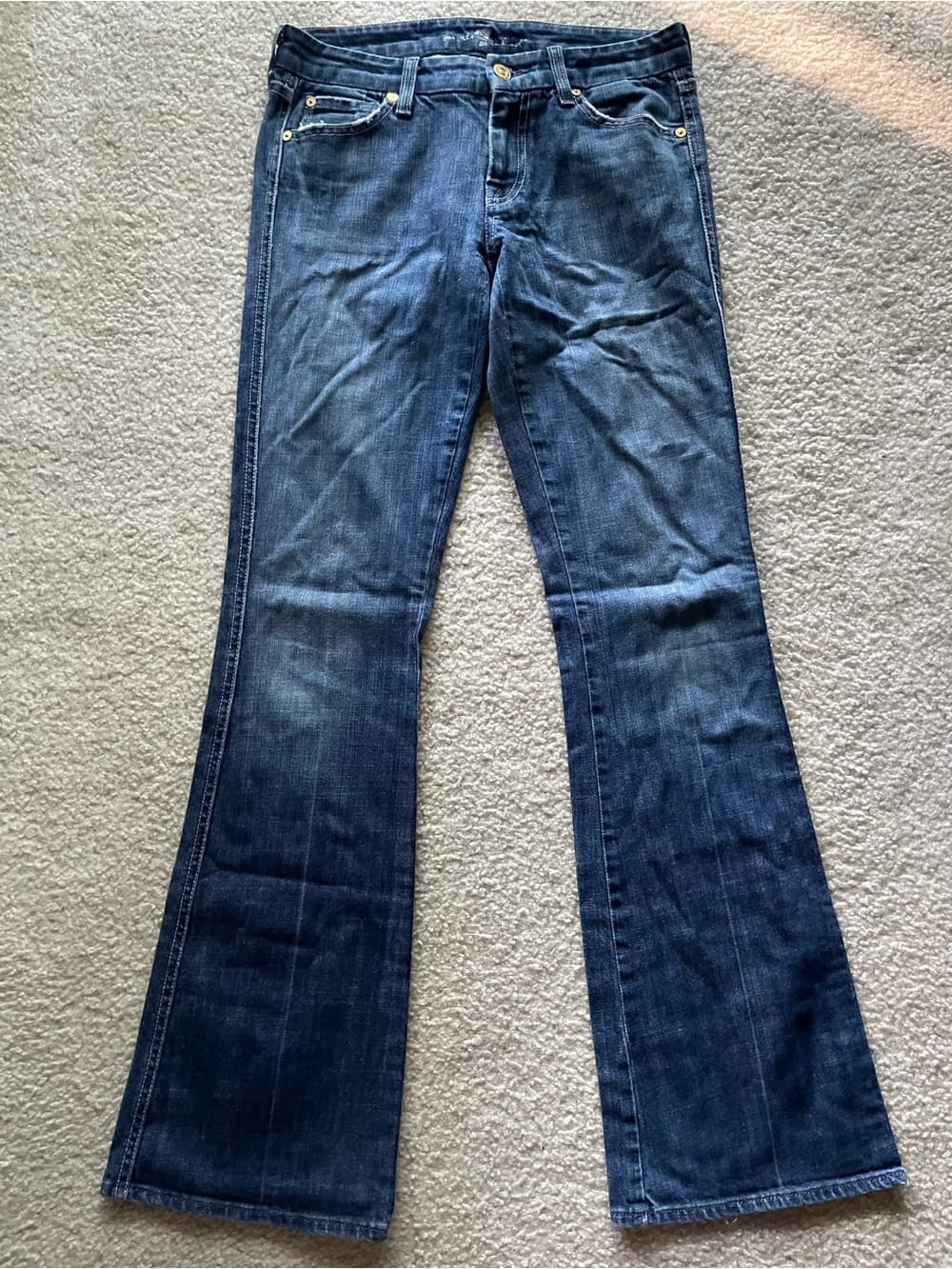 7 For All Mankind Boot Cut Distressed Blue Jeans Women’s Size 27