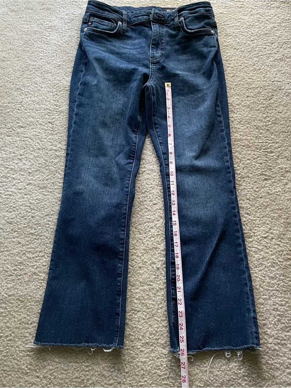 Ag Adriano Goldschmied Women's Farrah Boot Crop Cut Dark Blue Jeans Size 28