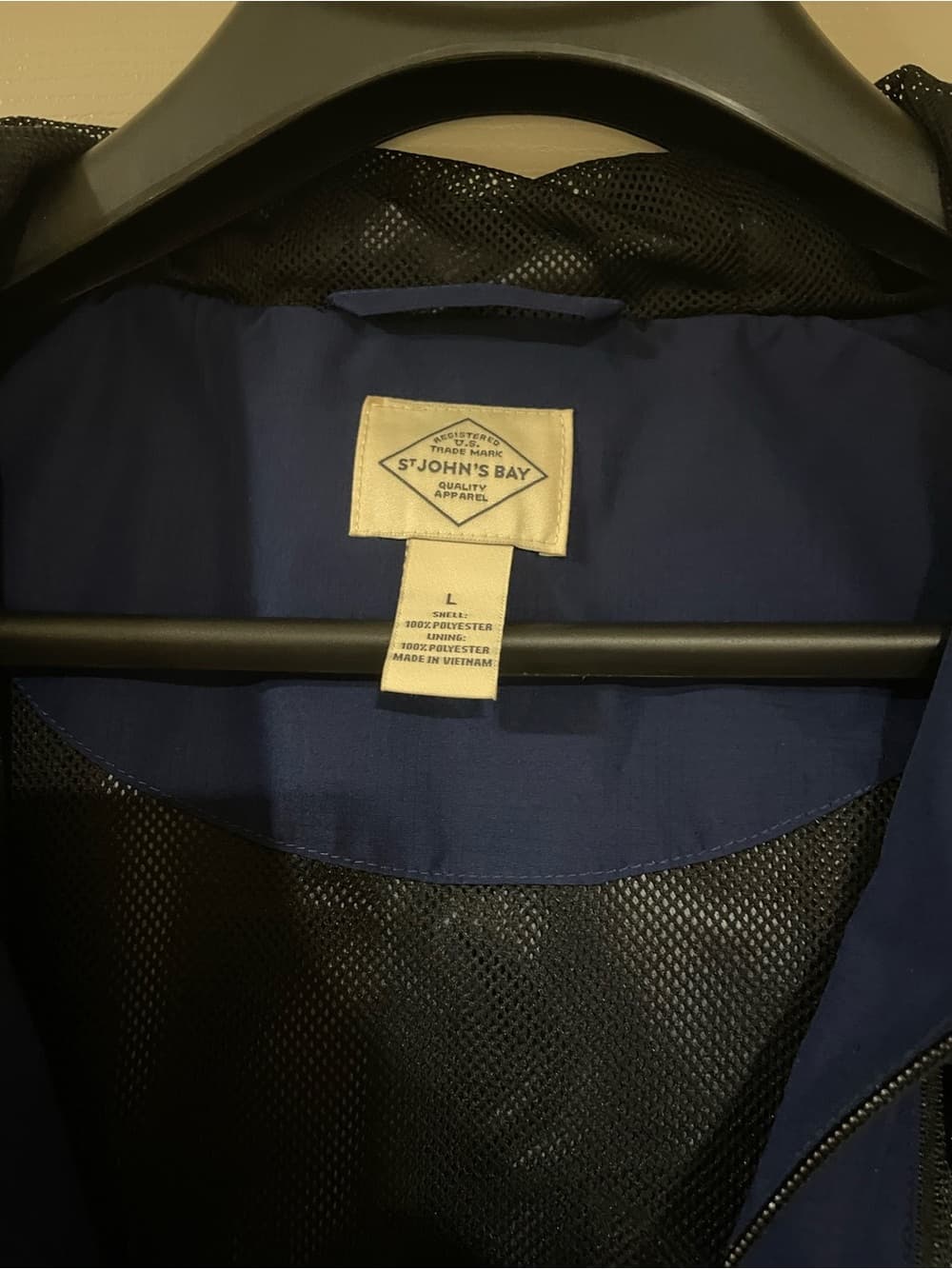 St. John's Bay Men’s Large Two-Tone Blue Hooded Rain Jacket NWT