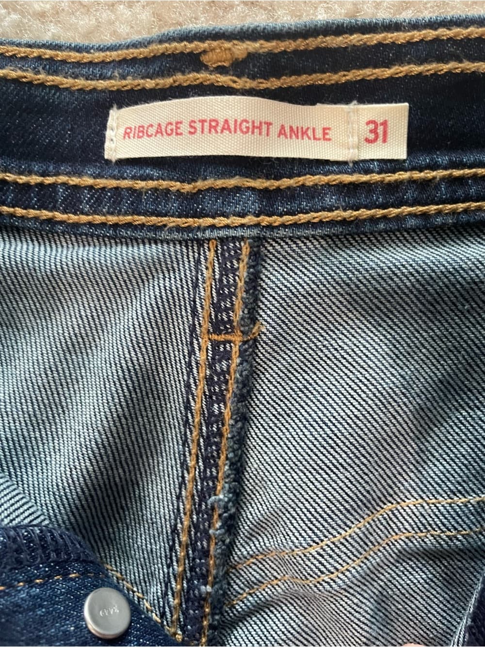 Levi's Women's Ribcage Straight Ankle Dark Blue Jeans Size 31 (x27)