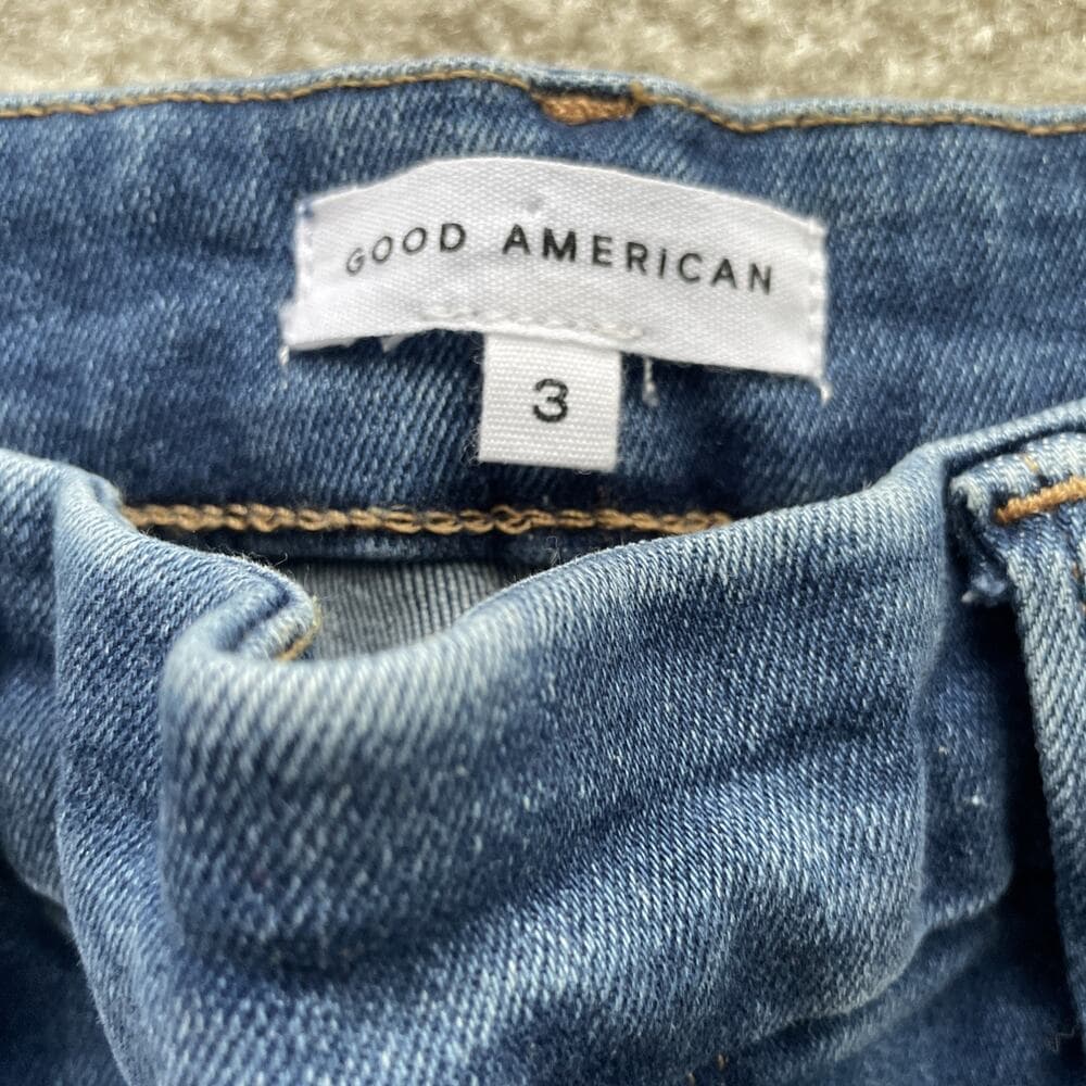 Good American Straight Leg Blue Jeans Womens Size 3 Preowned Excellent