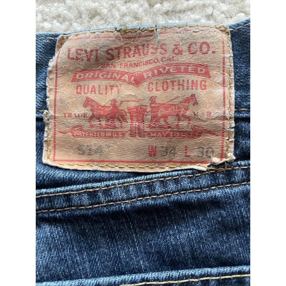 Levis 514 Straight Jeans Mens 34x30 Blue Preowned Good