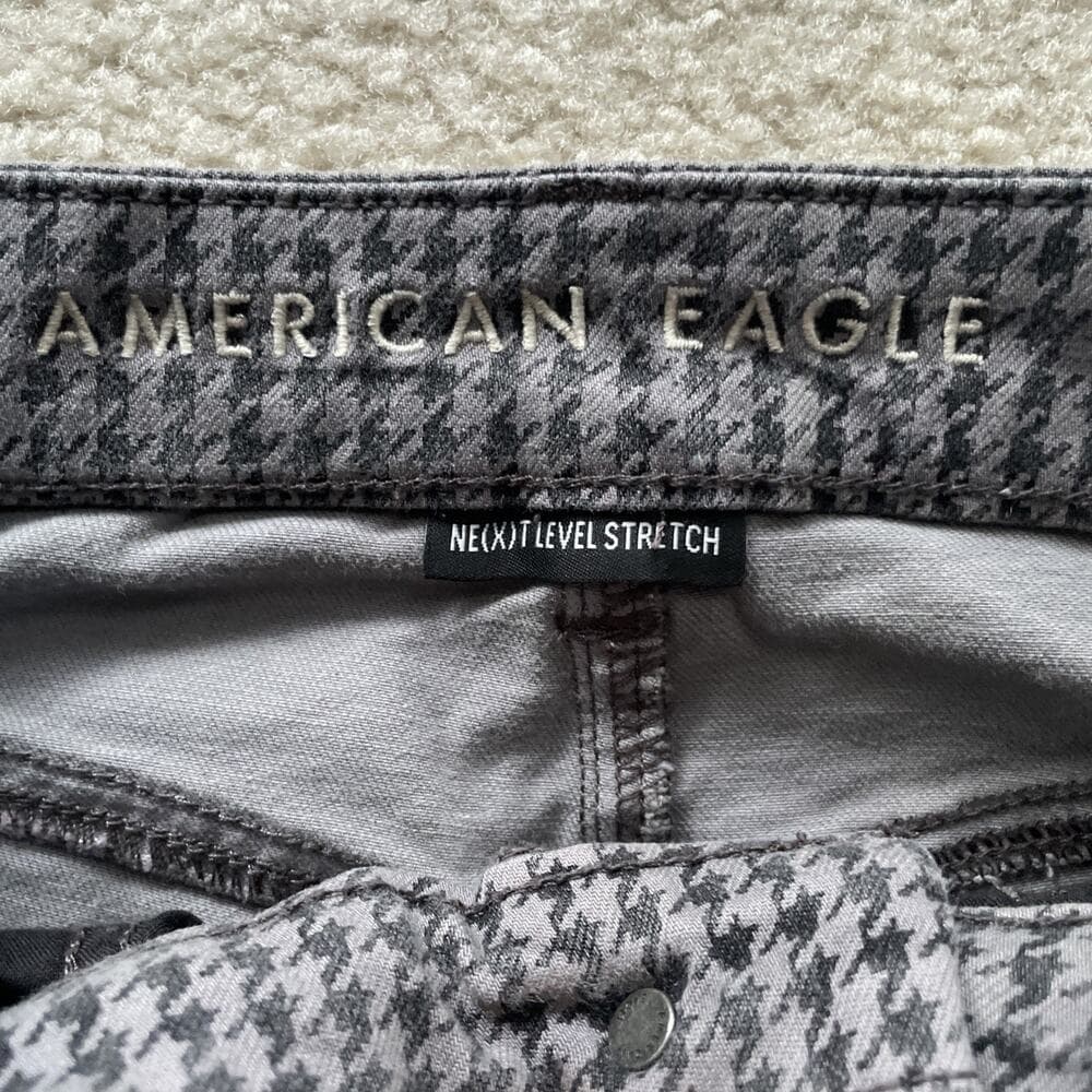 American Eagle Curvy Super High Rise Jegging Checkered Gray Black Size 2