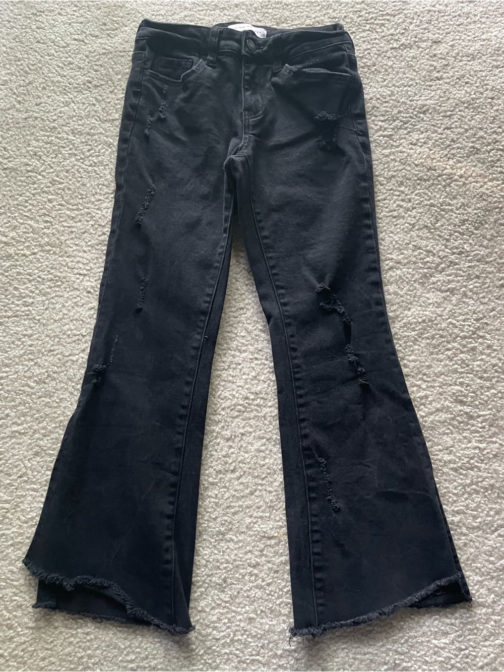 Flying Monkey Black Distressed Ripped Flare Slit Leg Jeans Women’s 24