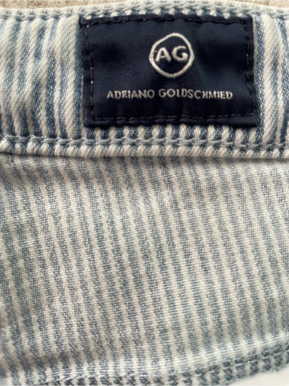 Adriano Goldschmied Isabelle Side Panel High Rise Straight Light Pinstripe Denim