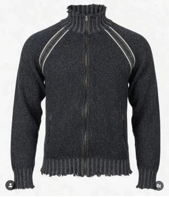 Hartford Men's XL Full Zip Lambswool Sweater Made in Spain - Mock Neck Vintage