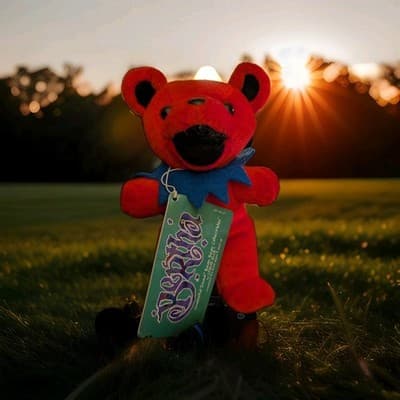 Vintage 1998 Grateful Dead Liquid Blue Plush Bear BERTHA Red Blue Collar Tagged
