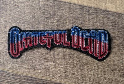 Vintage Grateful Dead Embroidered Patch Red White Blue Script Logo 5.5" x 1.5"